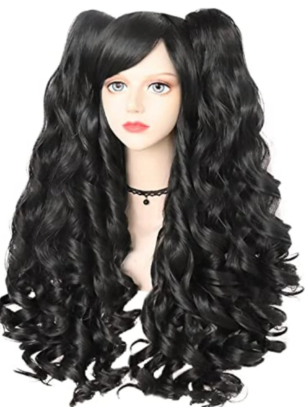 Long Black Pigtail Wig Women Black Ponytail Wigs Lolita Pigtail Wig